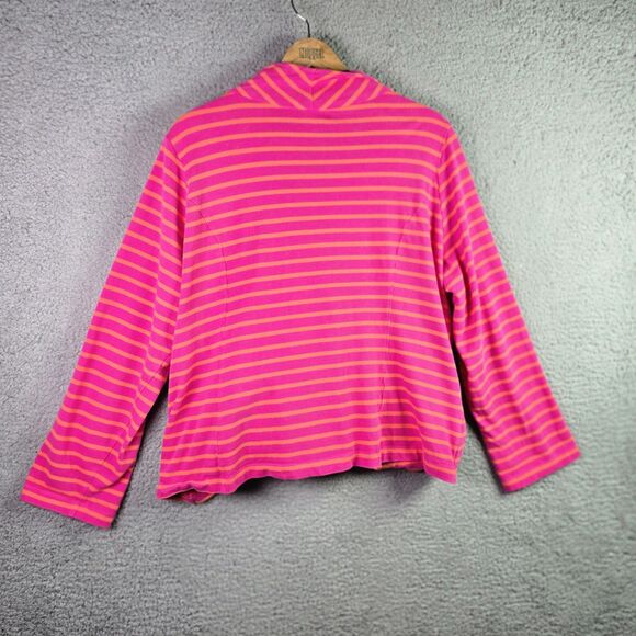 Twiggy London Pink Orange Striped Moto Jacket 3X Deep Pockets Asymmetric Zipper - Picture 15 of 16